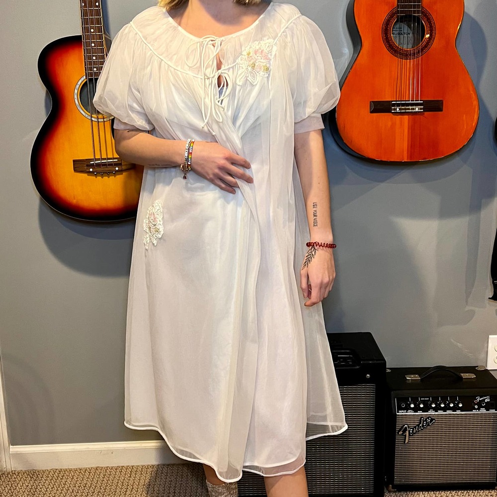Vintage Sears Cream Sheer Housecoat
